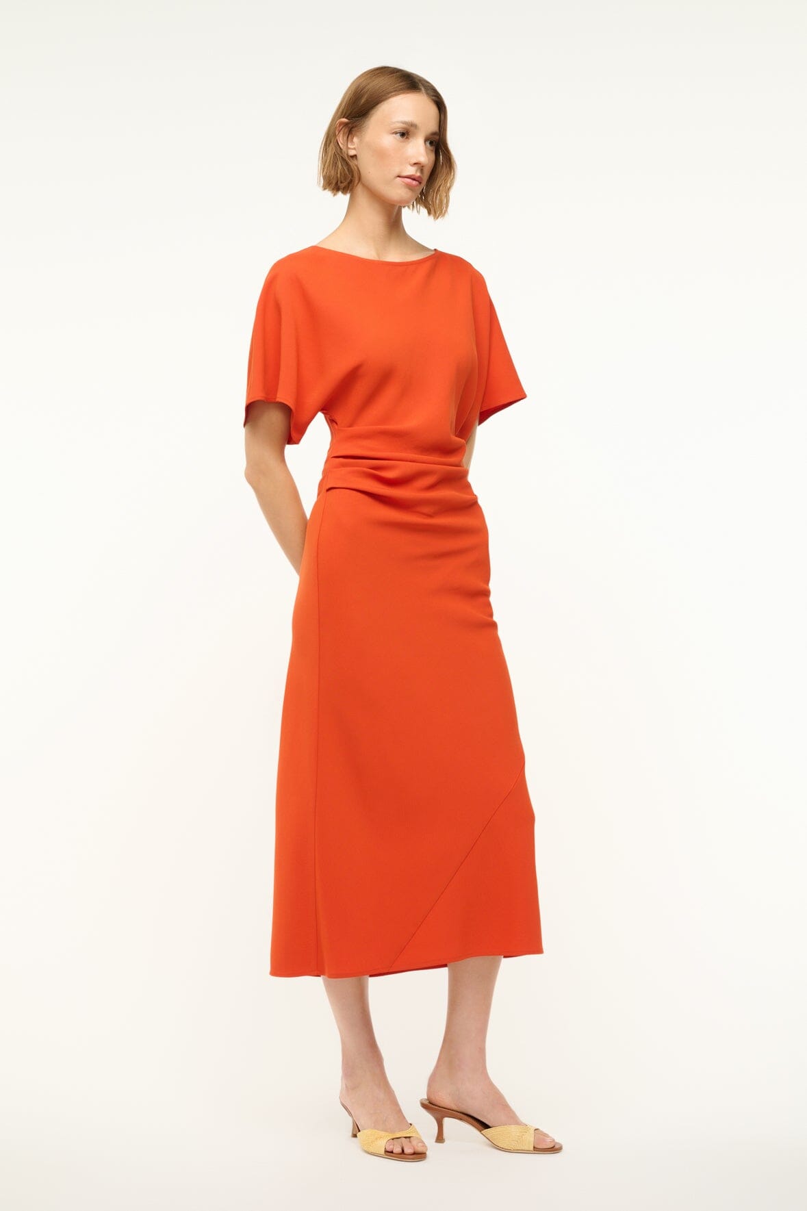 Image AMELIE MIDI DRESS | CAYENNE 2 of 6 and Clicking this image will trigger a zoom pop-up