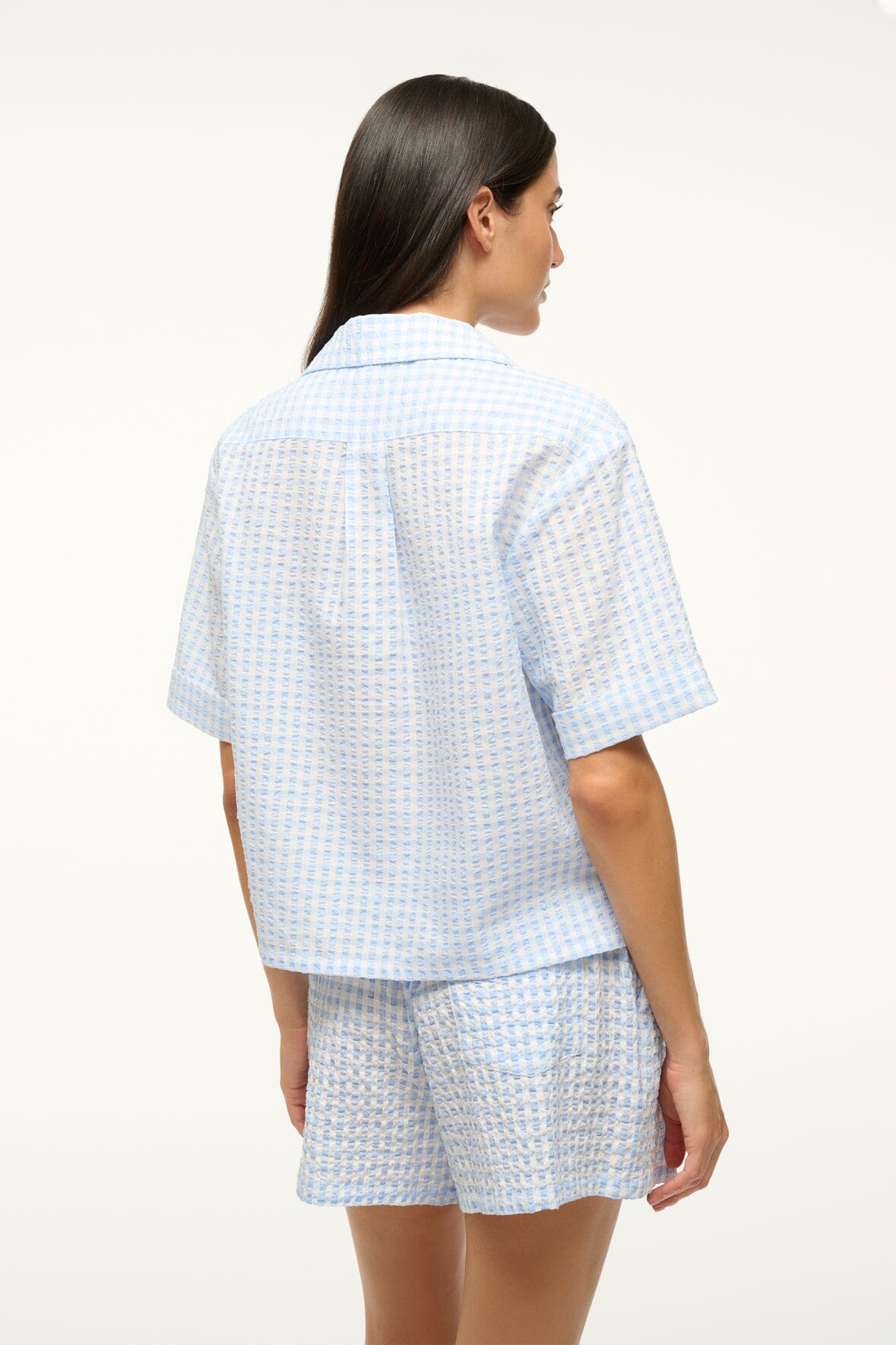 Image GABI SHIRT | SKY GINGHAM 5 of 6 and Clicking this image will trigger a zoom pop-up