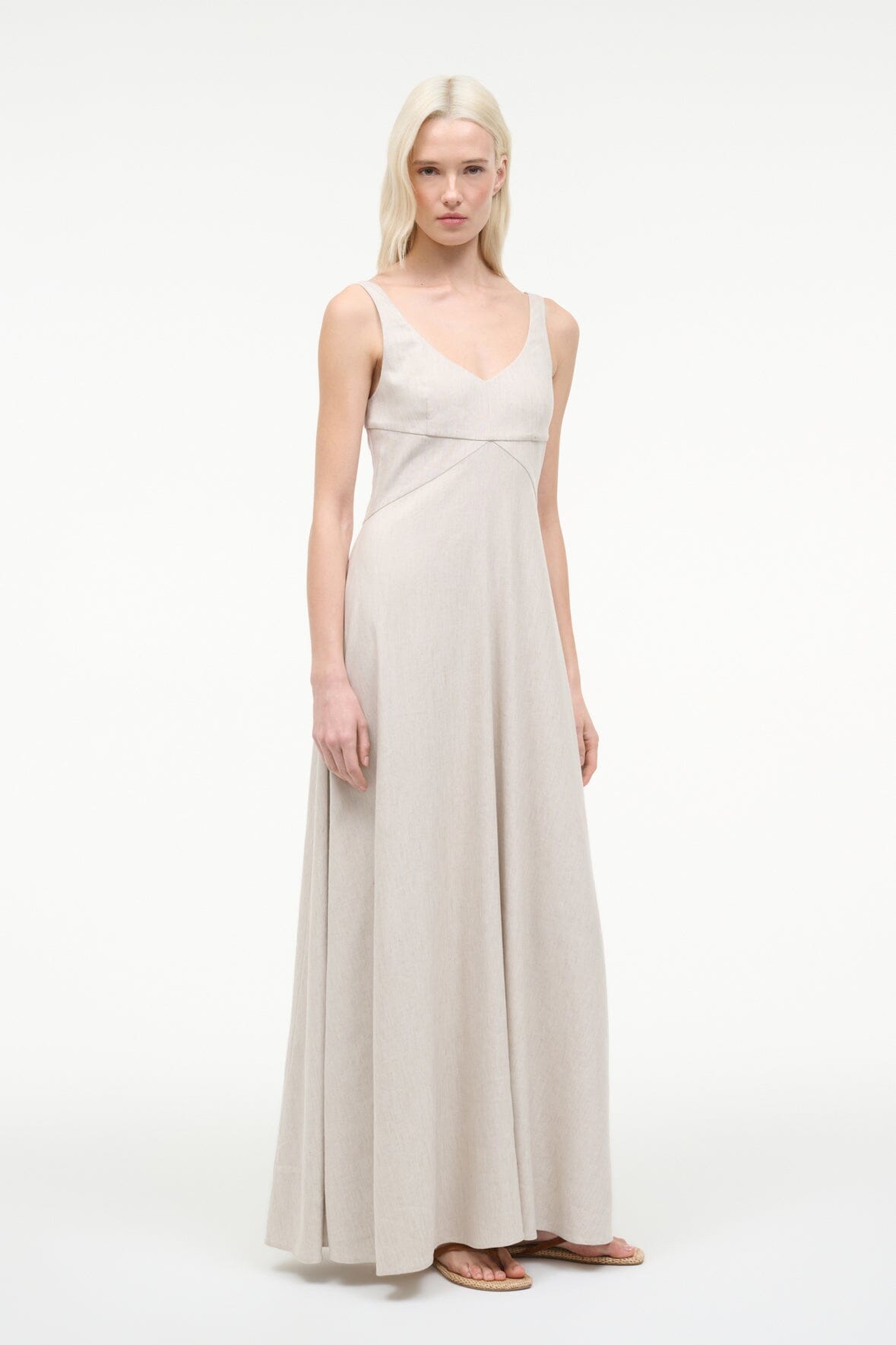 STAUD, Madison Linen Dress in Natural, Size 12 STAUD, Madison Linen Dress in Natural, Size 12