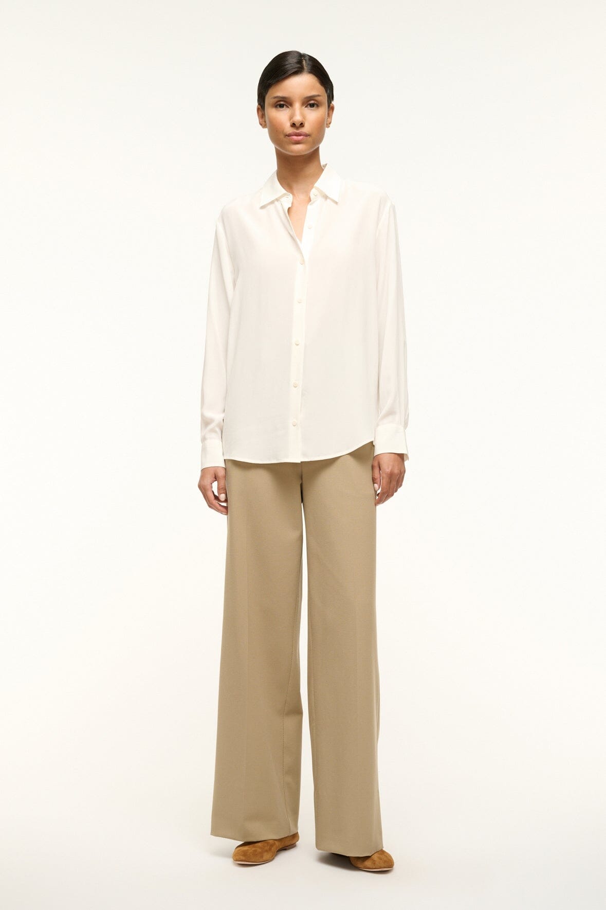 Image ROXBURY SILK SHIRT | IVORY 2 of 5 and Clicking this image will trigger a zoom pop-up