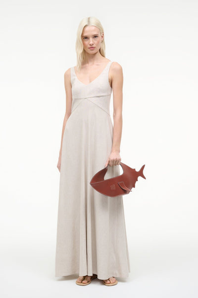 STAUD, Madison Linen Dress in Natural, Size 12