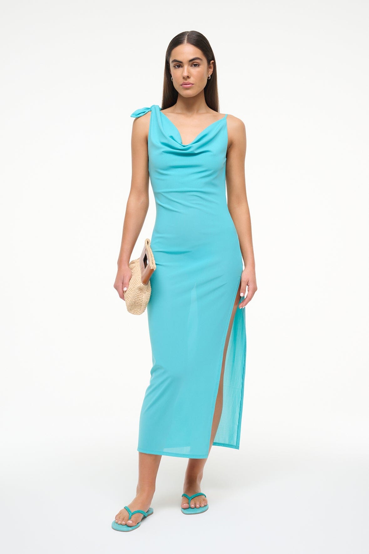 Image VIENNA COVERUP DRESS | TEAL 1 of 6 and Clicking this image will trigger a zoom pop-up