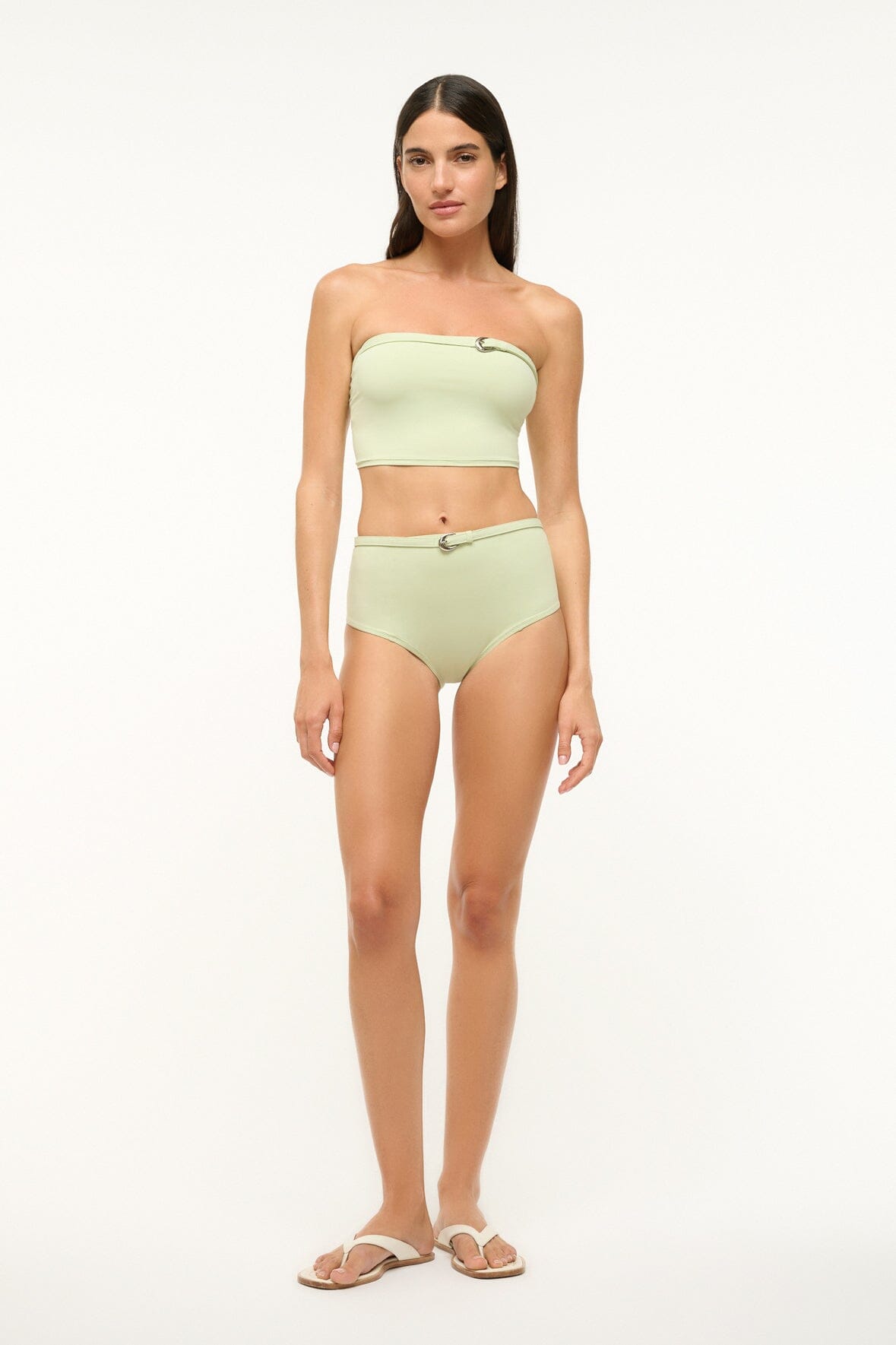 Image BELTED WAILEA BIKINI BOTTOM | PALE JADE 1 of 6 and Clicking this image will trigger a zoom pop-up