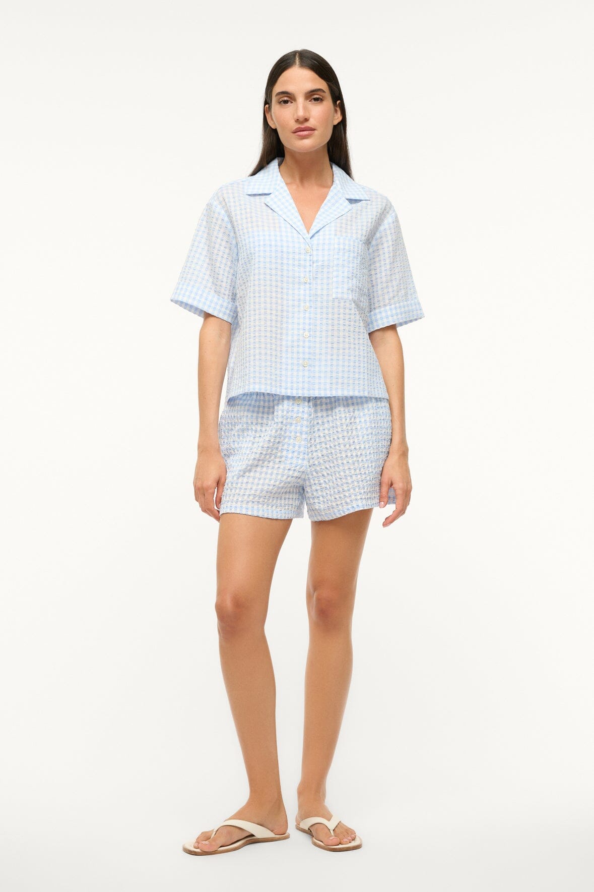 Image GABI SHIRT | SKY GINGHAM 2 of 6 and Clicking this image will trigger a zoom pop-up