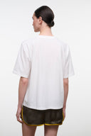 White relaxed tee with plain back and short sleeves