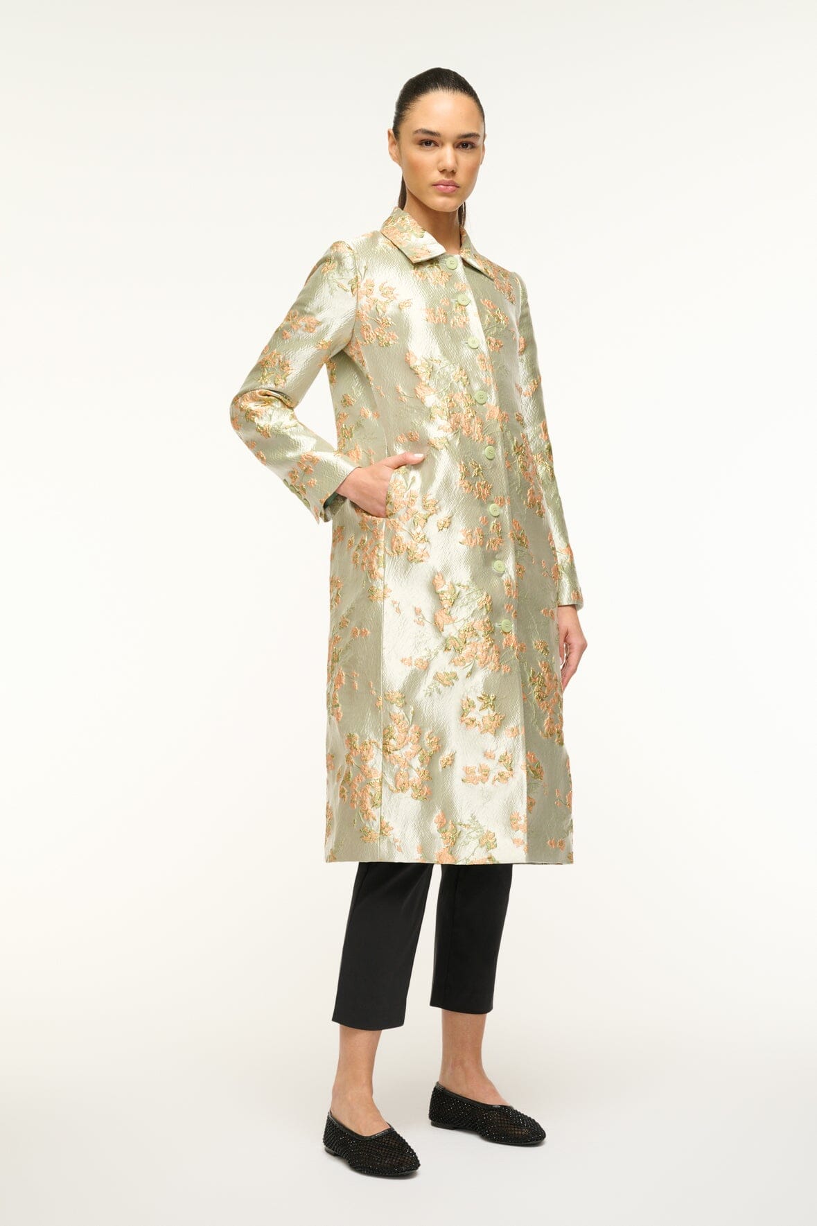 Image ANTOINETTE COAT | METALLIC BLOOM 3 of 8 and Clicking this image will trigger a zoom pop-up