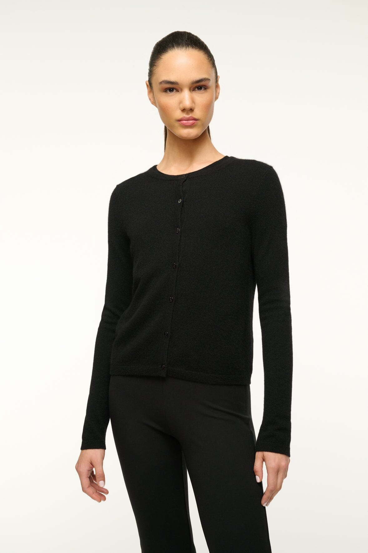 Image MIDNIGHT CASHMERE CARDIGAN | BLACK 3 of 6 and Clicking this image will trigger a zoom pop-up