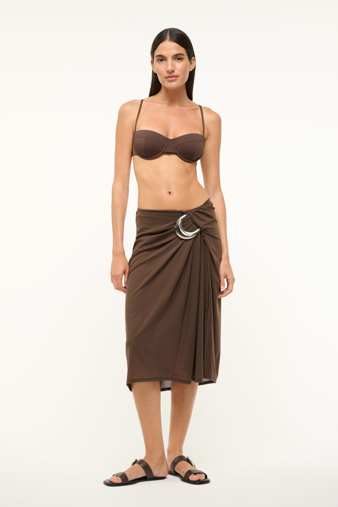 Image CHIARA COVERUP SKIRT | DARK CHOCOLATE 1 of 5 and Clicking this image will trigger a zoom pop-up