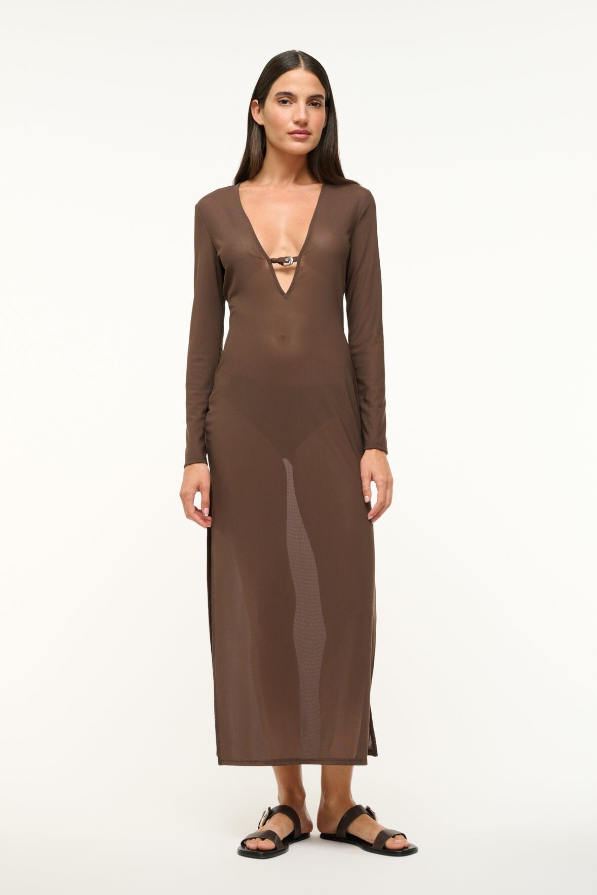 Image CLEO DRESS | DARK CHOCOLATE 1 of 5 and Clicking this image will trigger a zoom pop-up