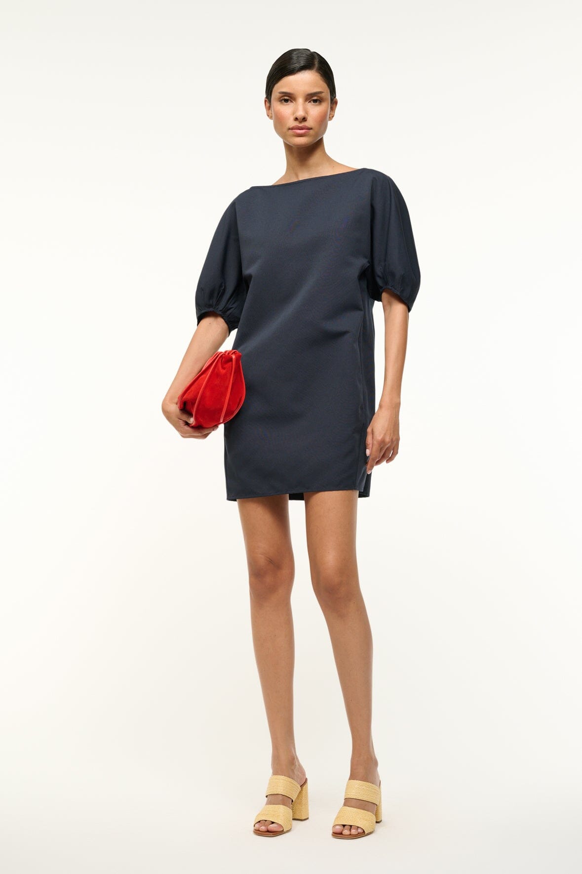 国内発| STAUD コットンポプリン ミディドレス Navy NAVY – STAUD