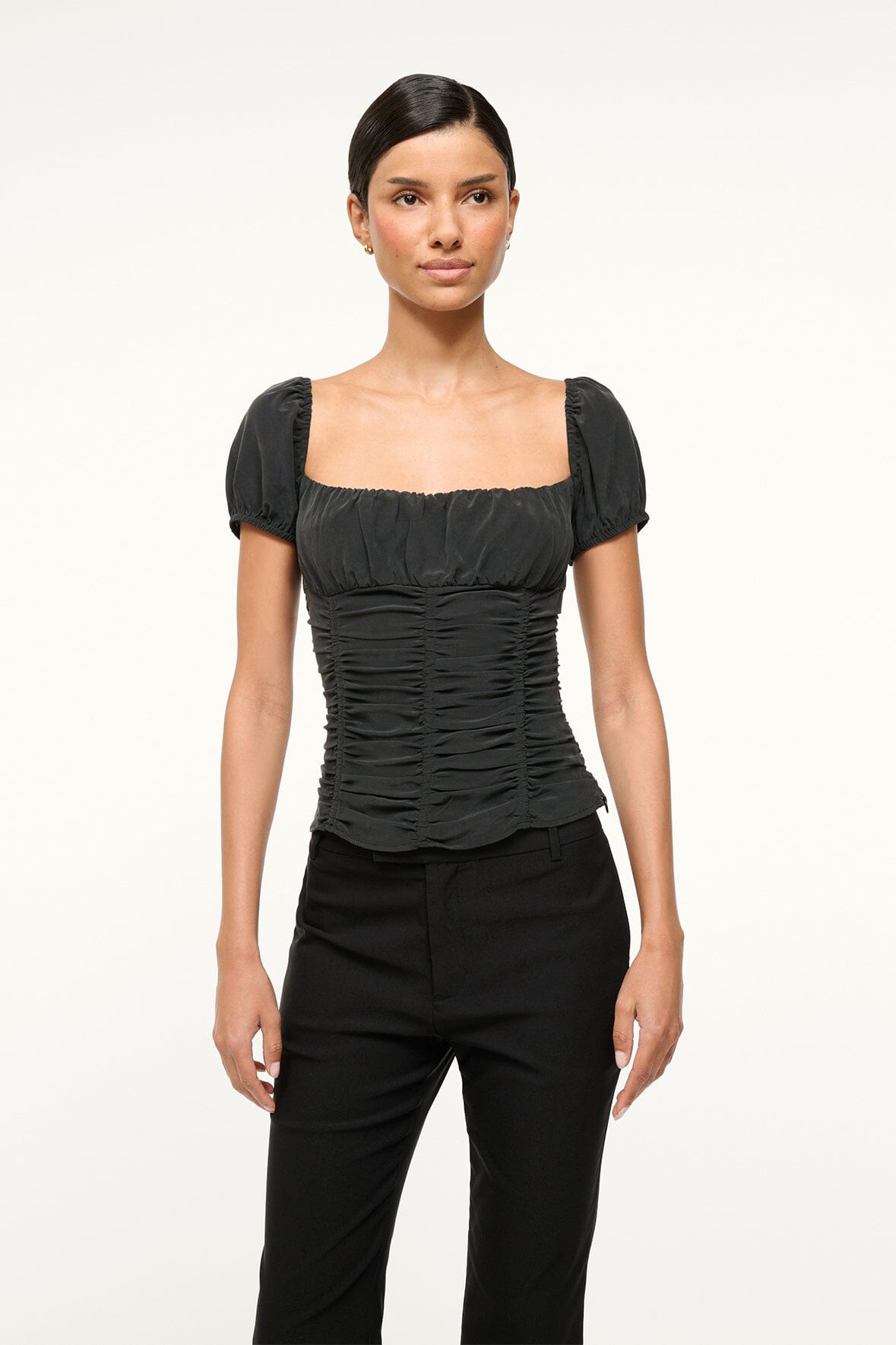 Image ELBA SILK TOP | BLACK 1 of 6 and Clicking this image will trigger a zoom pop-up