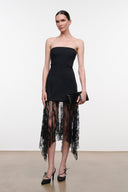 Black snakeskin-textured clutch bag with top flap and short strap