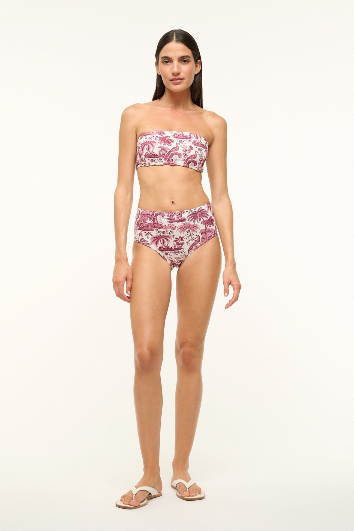 Image DEVON HIGH RISE BIKINI BOTTOM | BORDEAUX TOILE 1 of 6 and Clicking this image will trigger a zoom pop-up