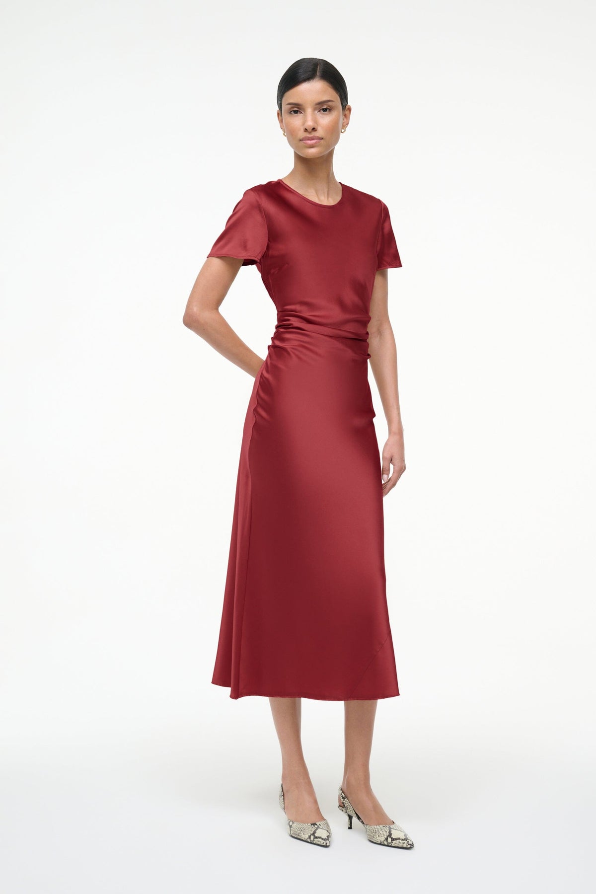 Image MARCEL SILK DRESS | SANGRIA 2 of 5 and Clicking this image will trigger a zoom pop-up