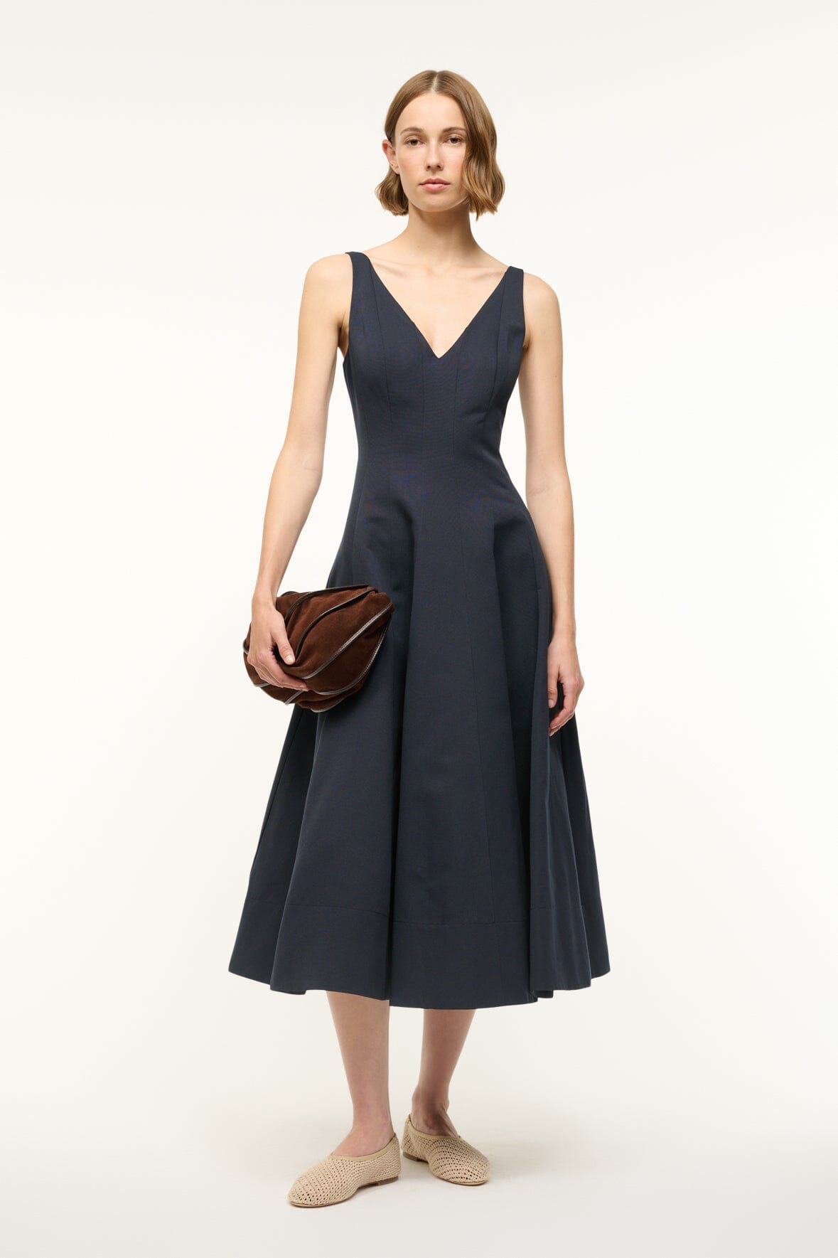 Image MARIETA DRESS | NAVY 1 of 6 and Clicking this image will trigger a zoom pop-up