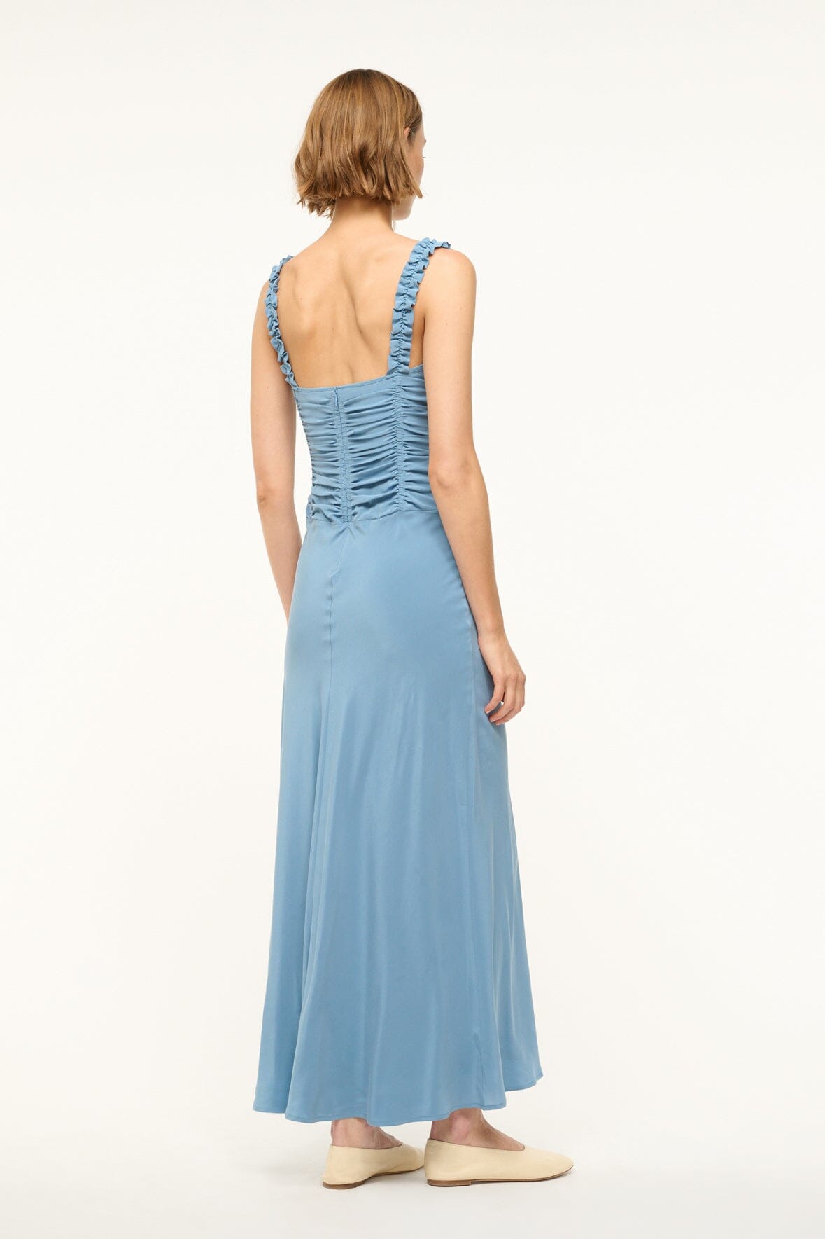 Image NIC SILK MAXI DRESS | SLATE BLUE 5 of 6 and Clicking this image will trigger a zoom pop-up