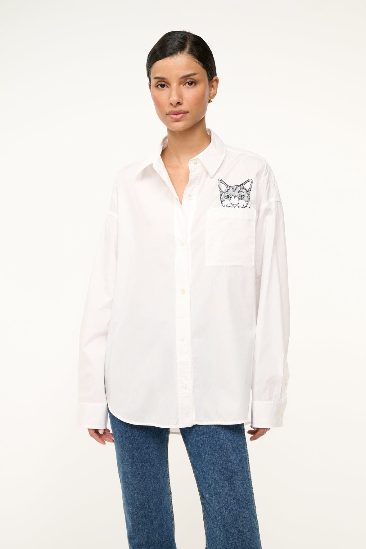 Image CUSTOM STAUD x C.BONZ CLASSIC OVERSIZED SHIRT | WHITE 1 of 7 and Clicking this image will trigger a zoom pop-up