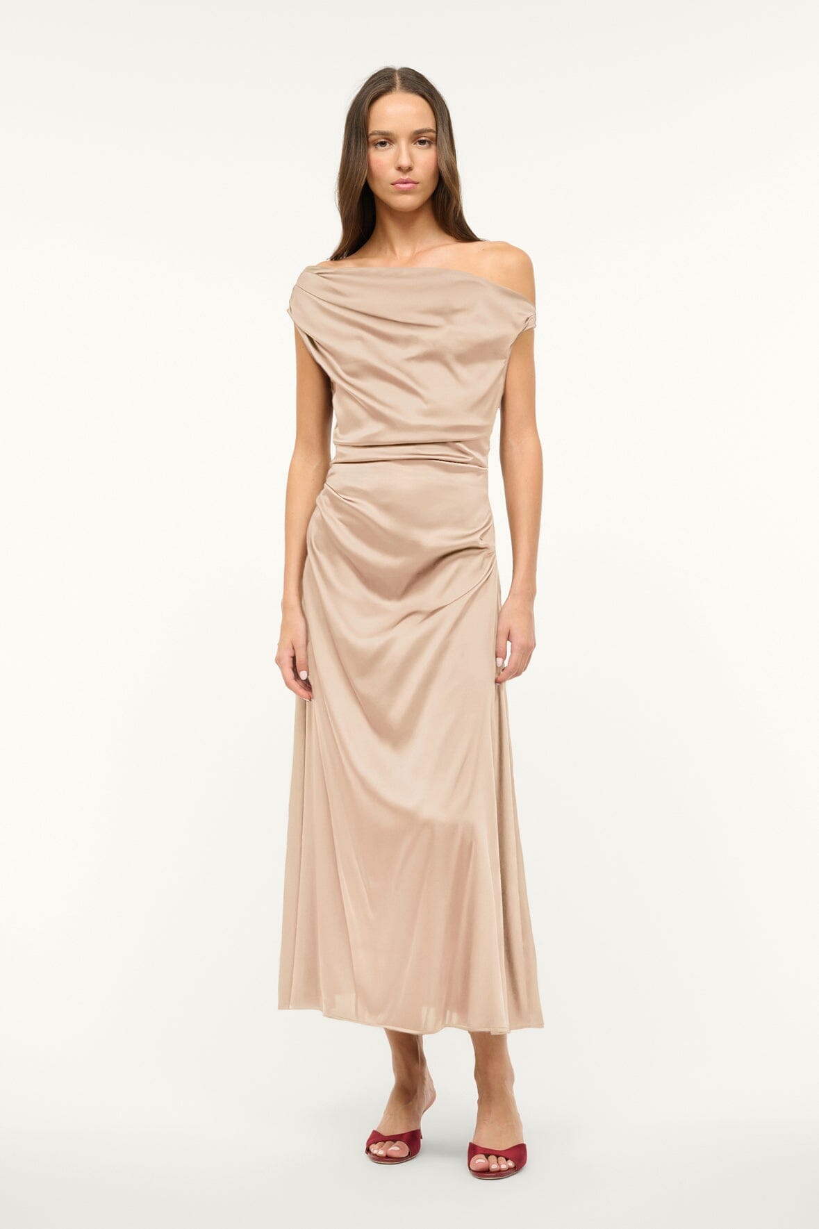 Image PHARE SILK DRESS | BIRCH 1 of 4 and Clicking this image will trigger a zoom pop-up