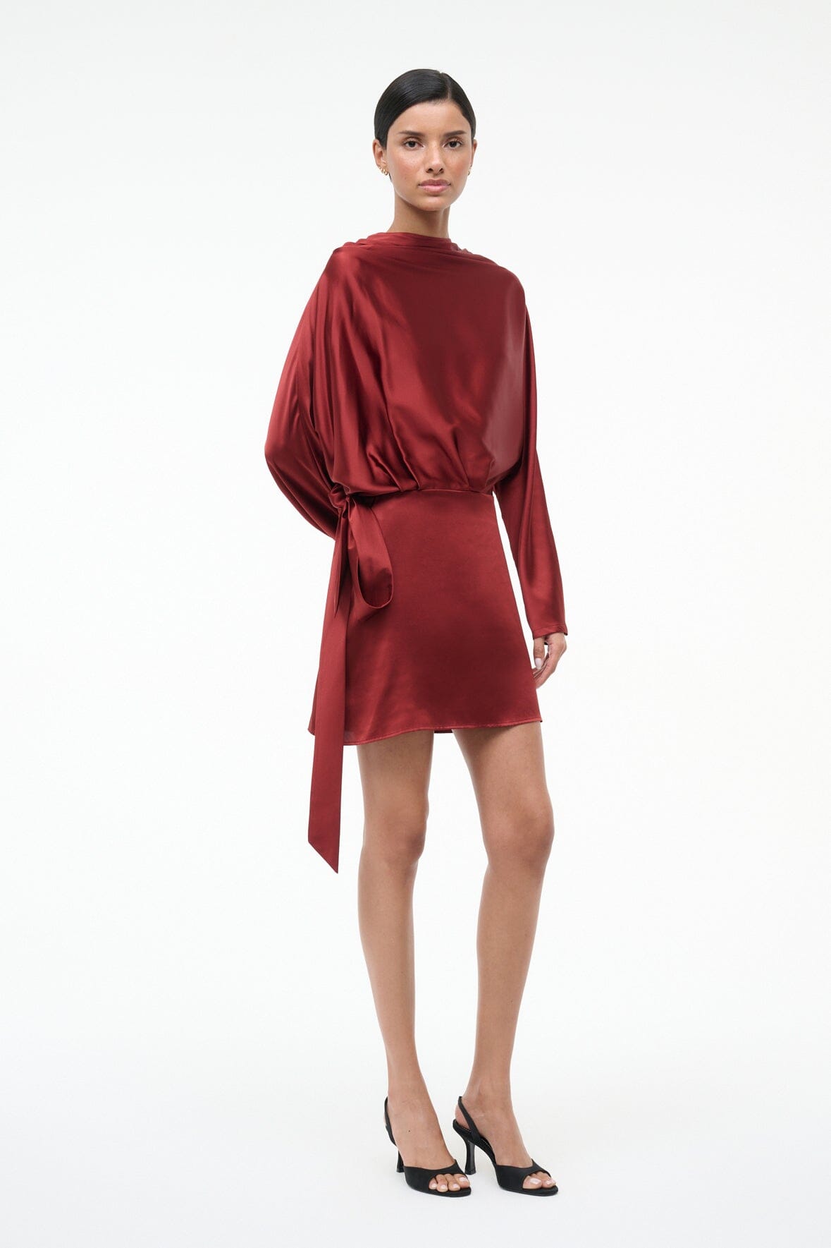 STAUD, Phoebe Silk Mini Dress in Sangria, Size 4 STAUD, Phoebe Silk Mini Dress in Sangria, Size 4