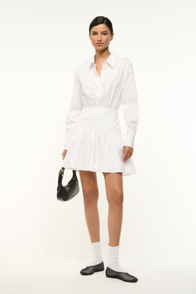 STAUD, Rocco Mini Dress in White, Size 8