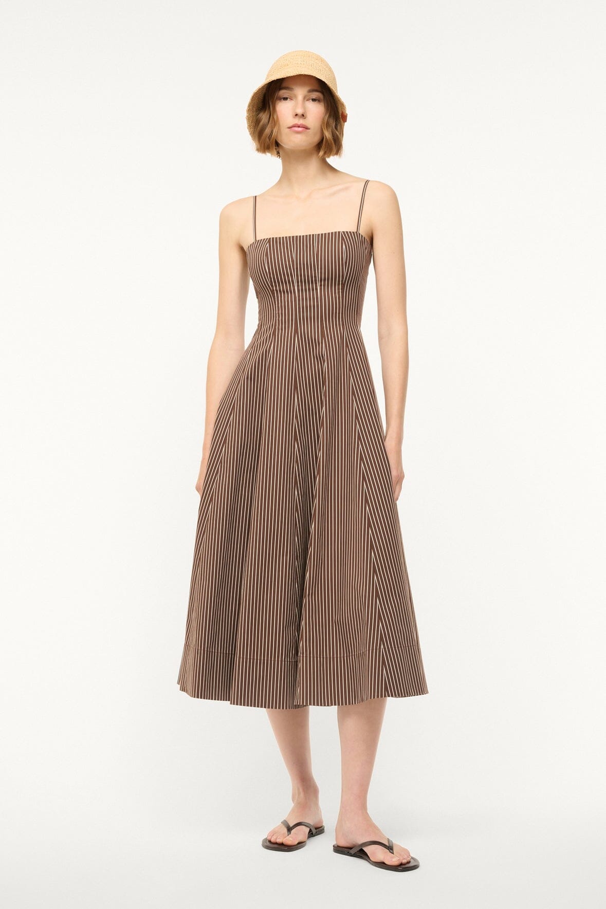 WYLIE DRESS DARK OAK MICRO STRIPE