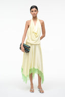 STAUD, Elira Silk Dress in Key Lime Sprout, Size Medium STAUD, Elira Silk Dress in Key Lime Sprout, Size Medium