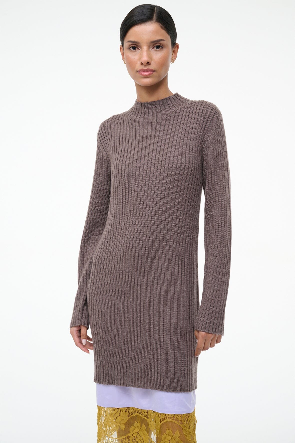 STAUD, Willow Sweater Dress in Truffle, Size Medium STAUD, Willow Sweater Dress in Truffle, Size Medium