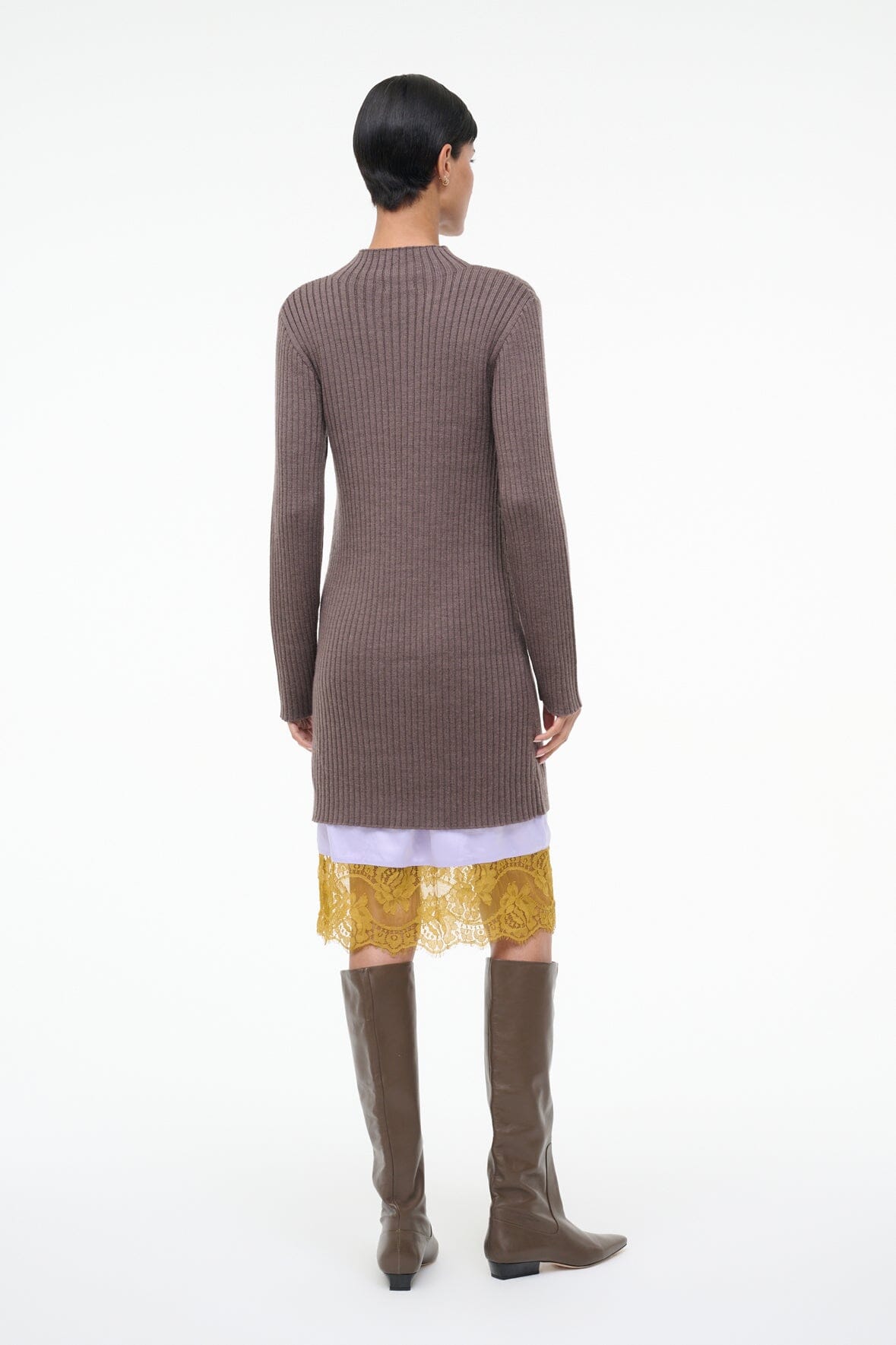 staud brown knit dress STAUD Craftsman Sweater Dress