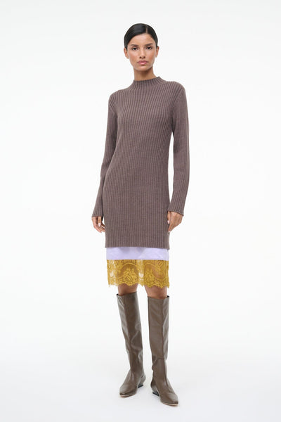 STAUD, Willow Sweater Dress in Truffle, Size Medium