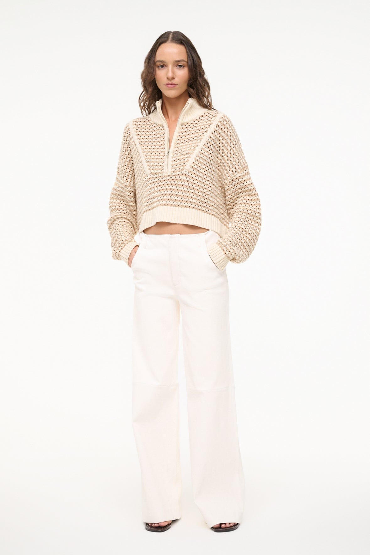 Image CROPPED HAMPTON SWEATER | BREEZE CREME 3 of 7 and Clicking this image will trigger a zoom pop-up