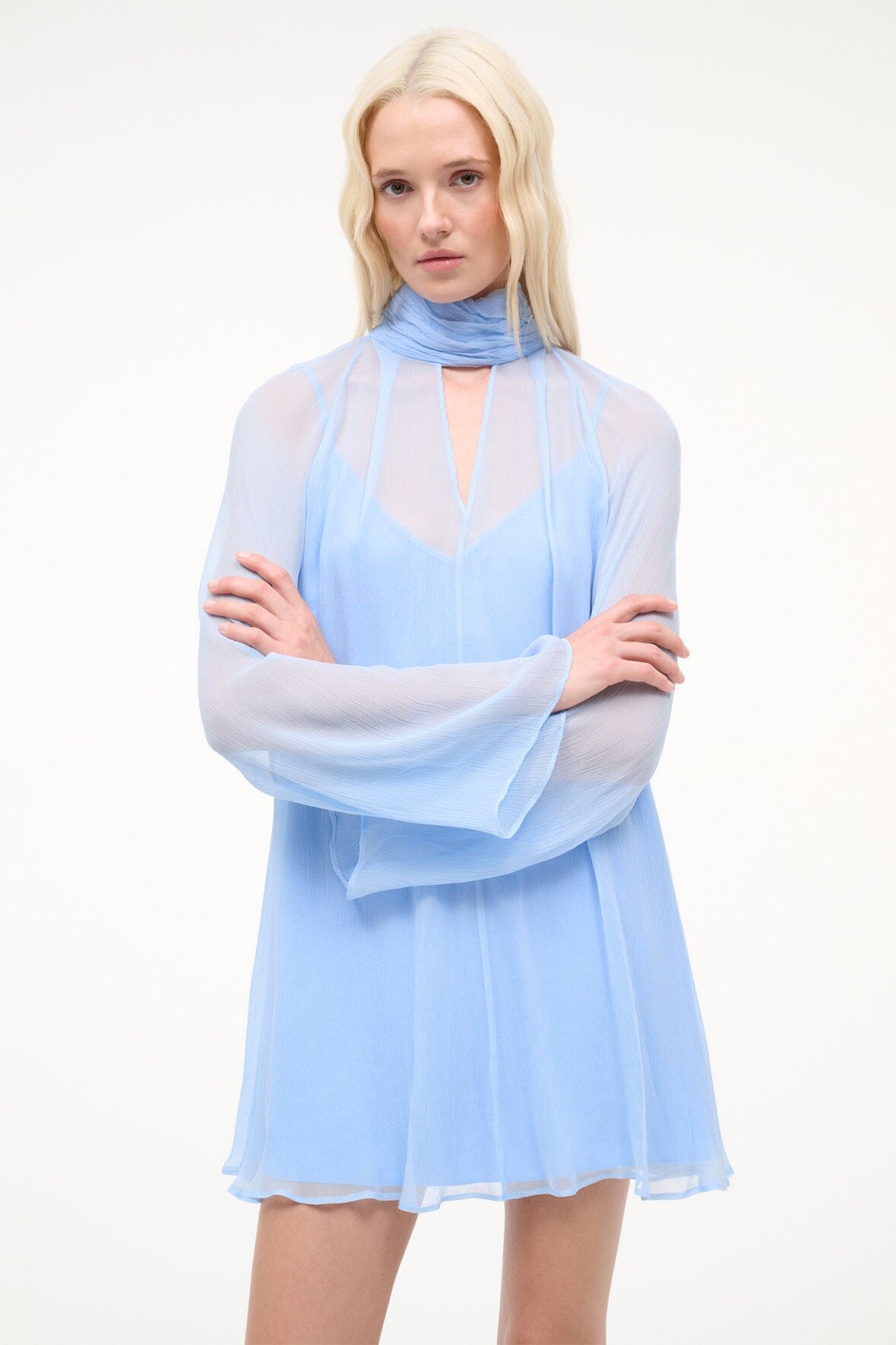 STAUD, Esther Mini Dress in Clear Blue, Size Medium STAUD, Esther Mini Dress in Clear Blue, Size Medium