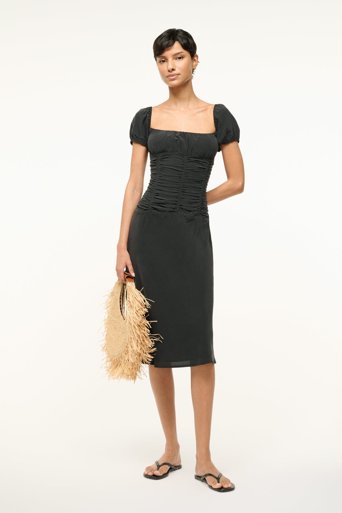 Image ELBA SILK DRESS | BLACK 1 of 6 and Clicking this image will trigger a zoom pop-up