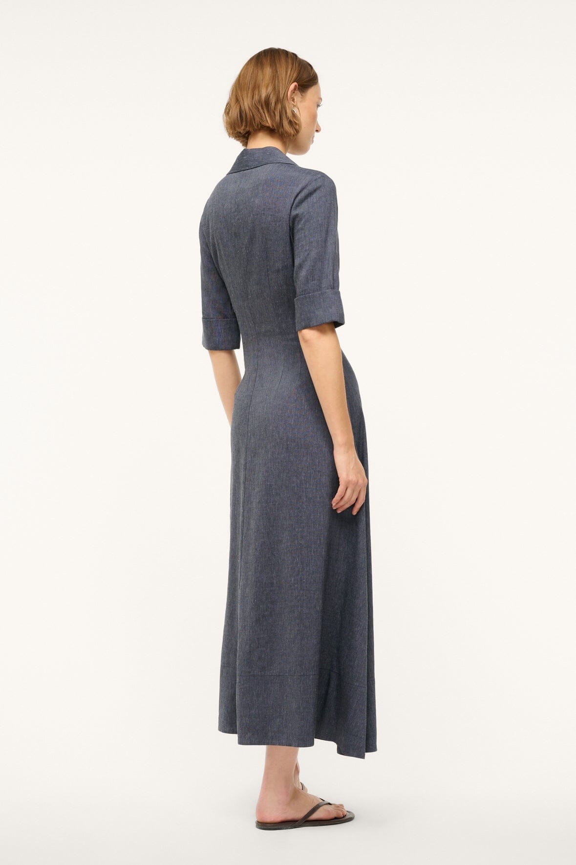 Image JOAN LINEN DRESS | CHAMBRAY 5 of 7 and Clicking this image will trigger a zoom pop-up