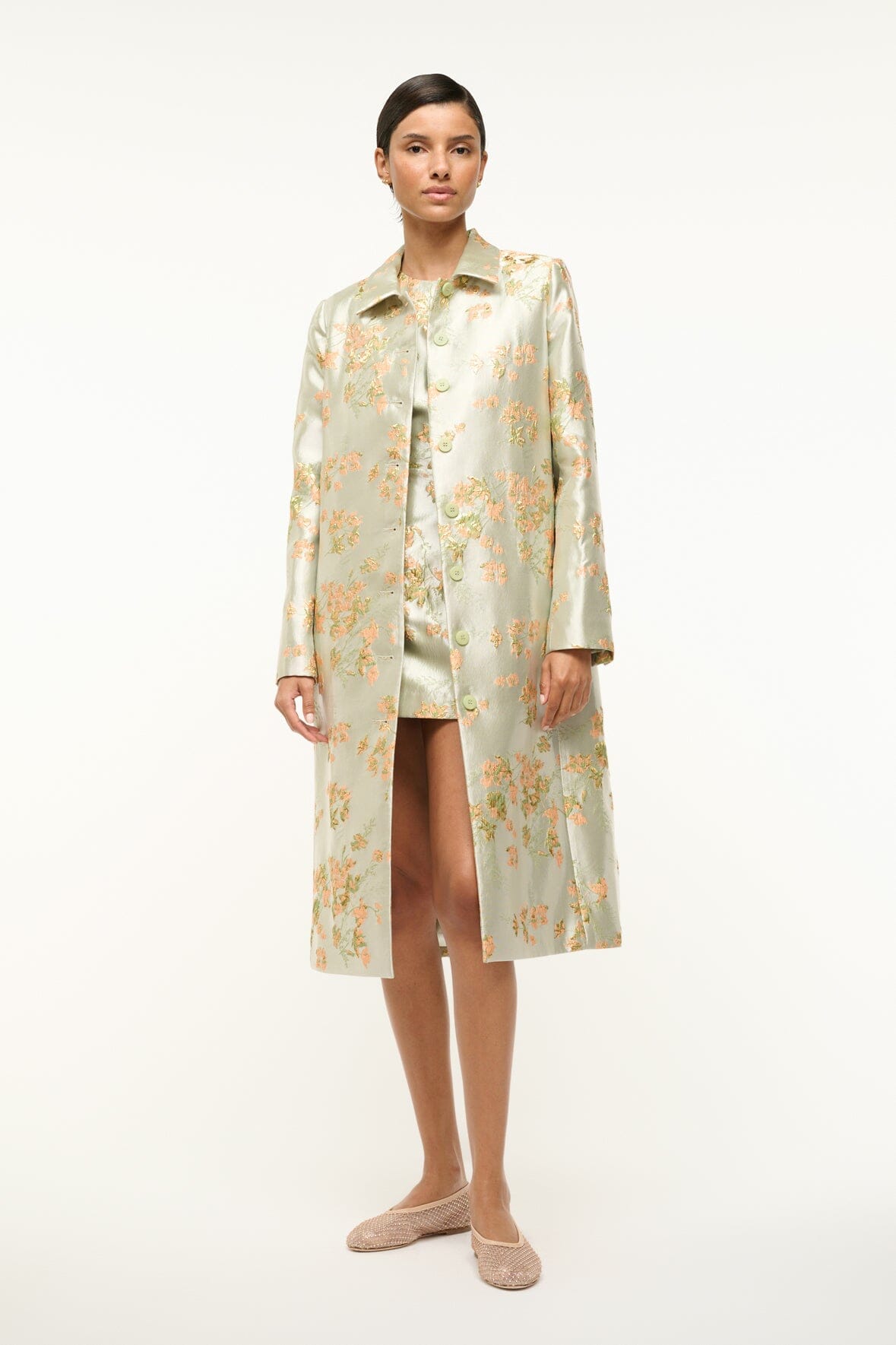 Image ANTOINETTE COAT | METALLIC BLOOM 2 of 7 and Clicking this image will trigger a zoom pop-up