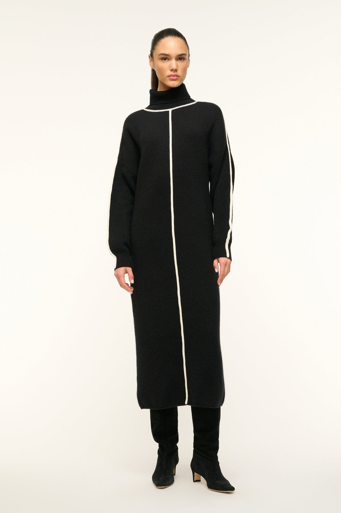 ＜関税込＞STAUD＊フレアカフス ミディドレス | Black & Ivory BLACK IVORY – STAUD