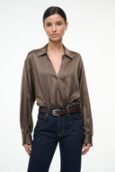 Image EVE SILK BODYSUIT | TAUPE 1 of 5