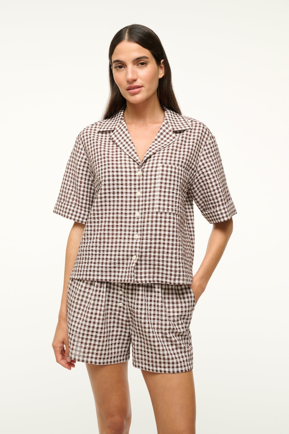 GABI COVERUP SHORT | DARK CHOCOLATE GINGHAM - Slide 7 of 9