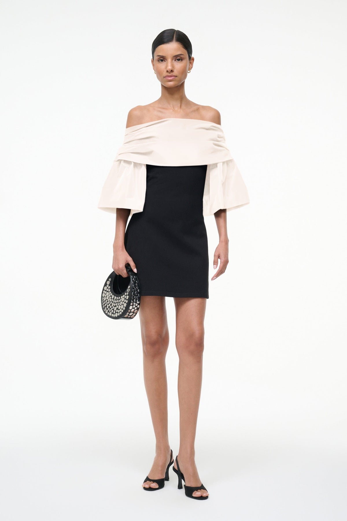 Image HARPER DRESS | BLACK IVORY 1 of 6 and Clicking this image will trigger a zoom pop-up