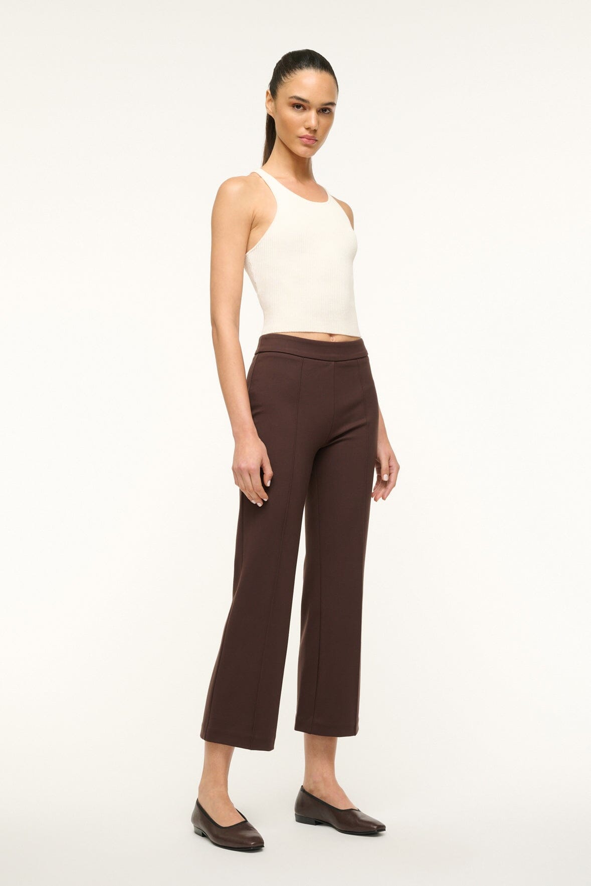【Shalom】CHOCOLATE PANTS SECOLI Women's Straight Wide Leg Trousers Pants Chocolate