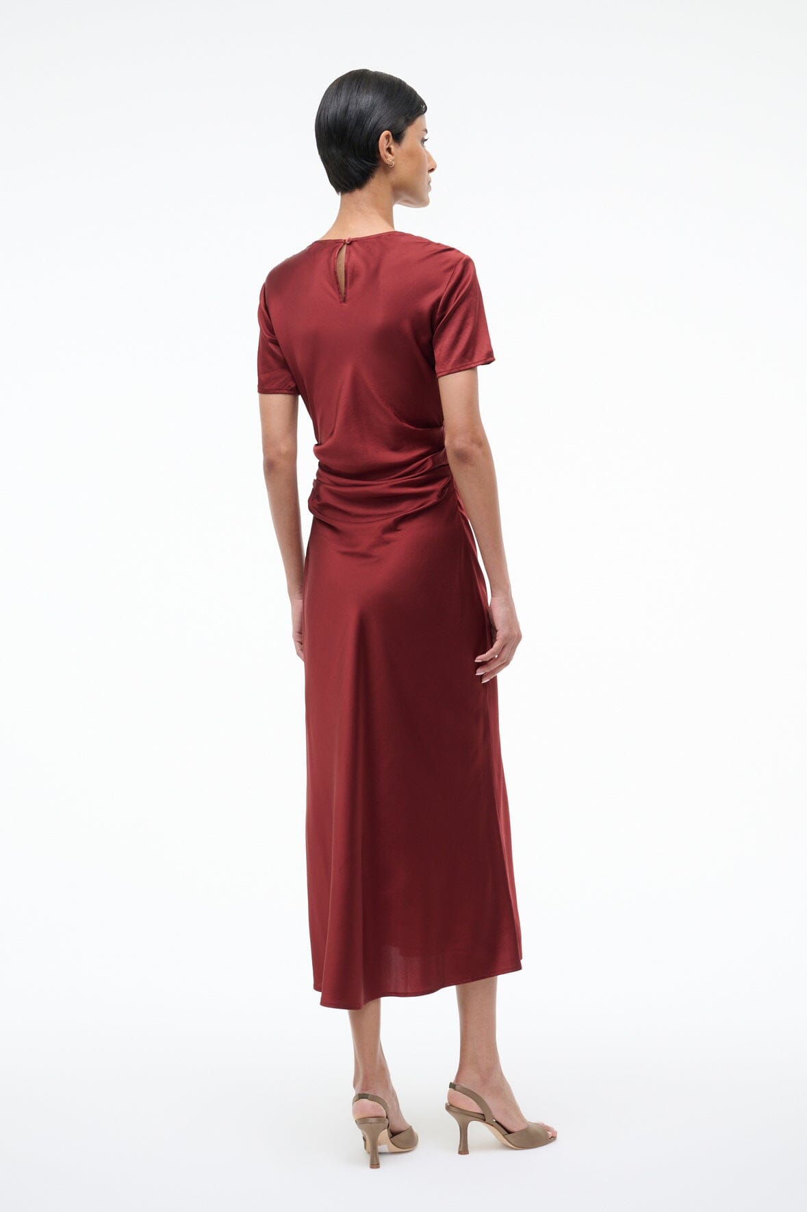 Image MARCEL SILK DRESS | SANGRIA 3 of 6 and Clicking this image will trigger a zoom pop-up