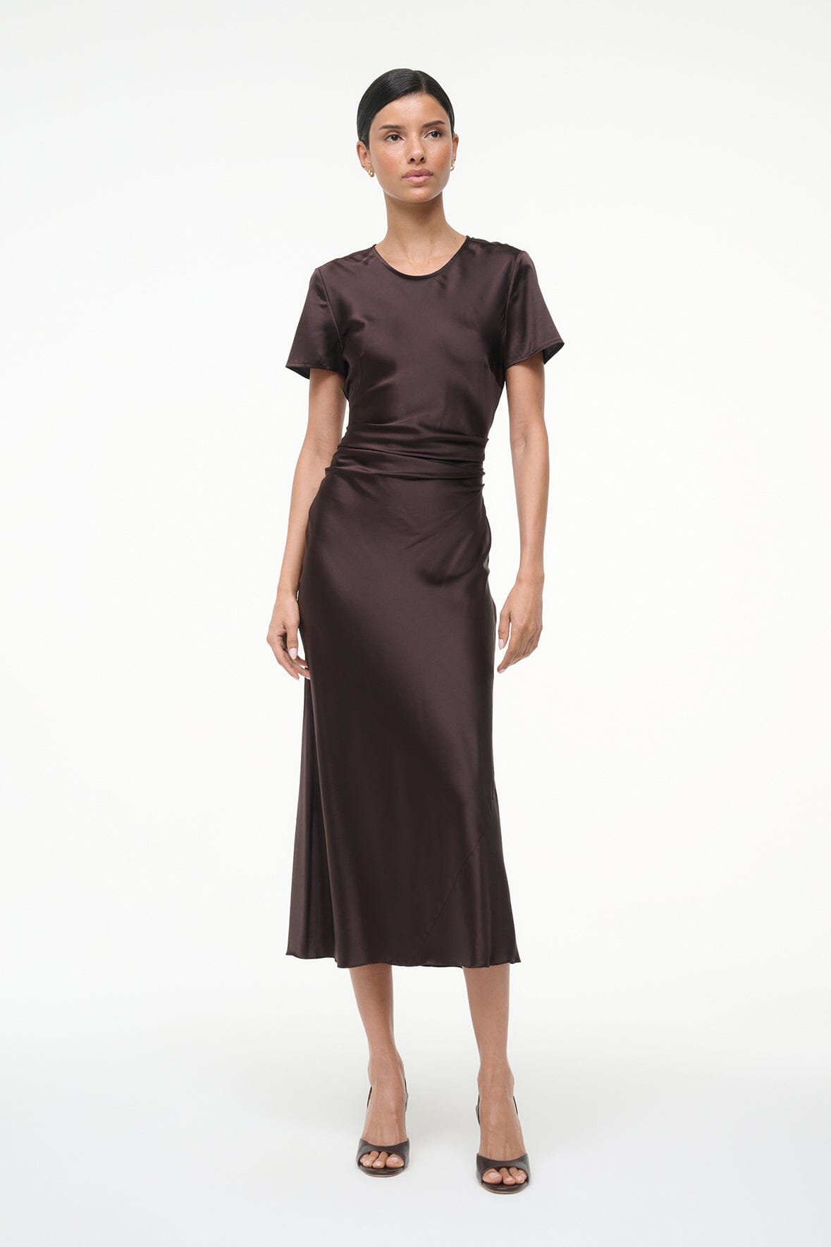 Image MARCEL SILK DRESS | EARTH 3 of 6 and Clicking this image will trigger a zoom pop-up