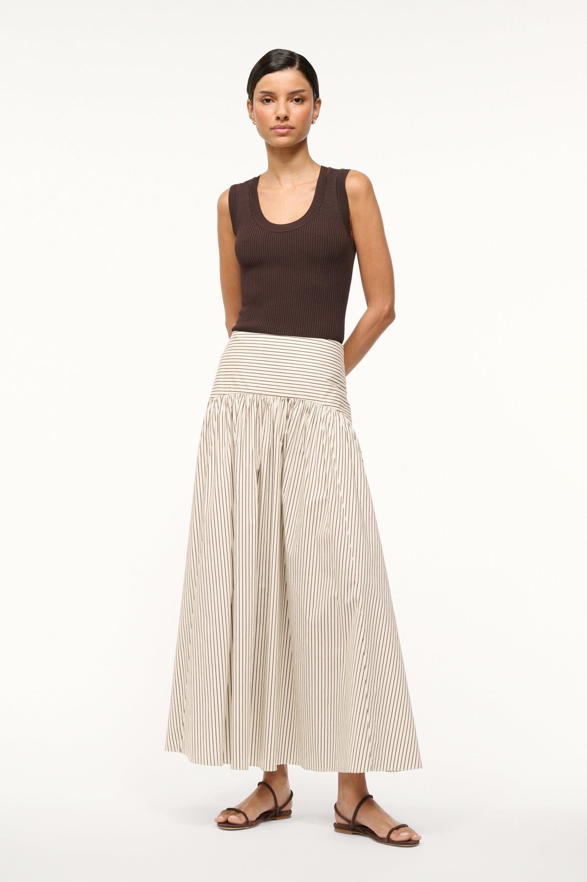 Image PROCIDA SKIRT | IVORY DARK OAK MICRO STRIPE 3 of 8 and Clicking this image will trigger a zoom pop-up