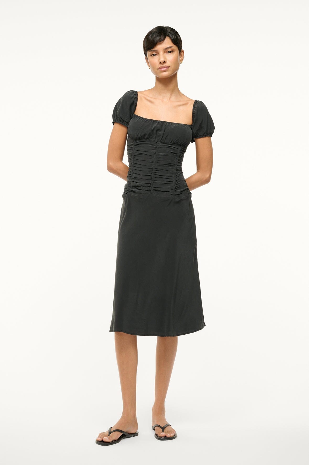 Image ELBA SILK DRESS | BLACK 3 of 6 and Clicking this image will trigger a zoom pop-up