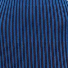 Claretta dress with vertical striped espresso blue and cobalt knit fabric