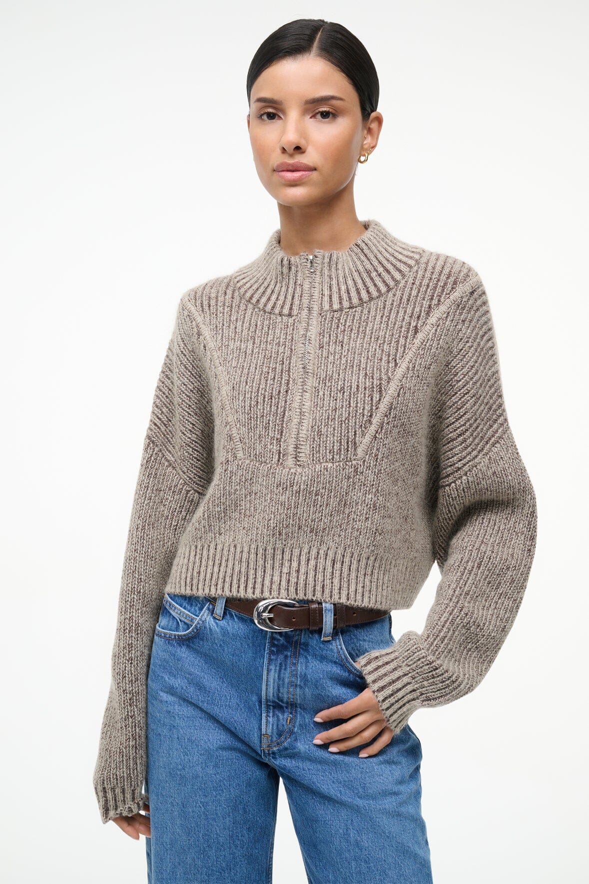 Image CROPPED HAMPTON SWEATER | BISQUE 5 of 5 and Clicking this image will trigger a zoom pop-up