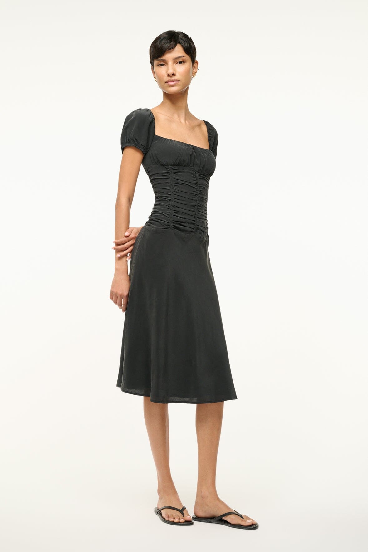 Image ELBA SILK DRESS | BLACK 2 of 6 and Clicking this image will trigger a zoom pop-up