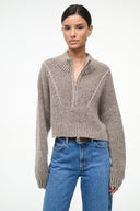 Image CROPPED HAMPTON SWEATER | BISQUE 1 of 5