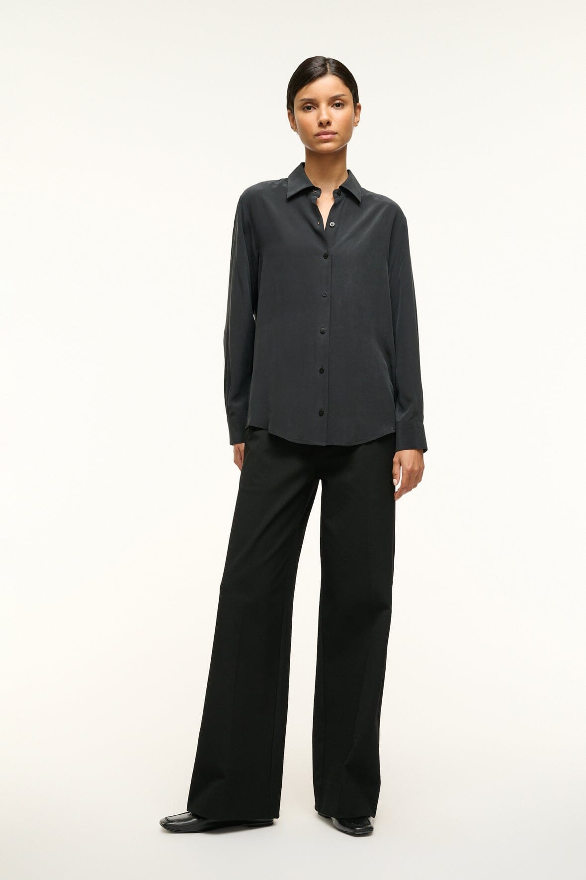 Image ROXBURY SILK SHIRT | BLACK 2 of 5 and Clicking this image will trigger a zoom pop-up