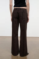Women’s espresso-brown vertically striped wide-leg jeans