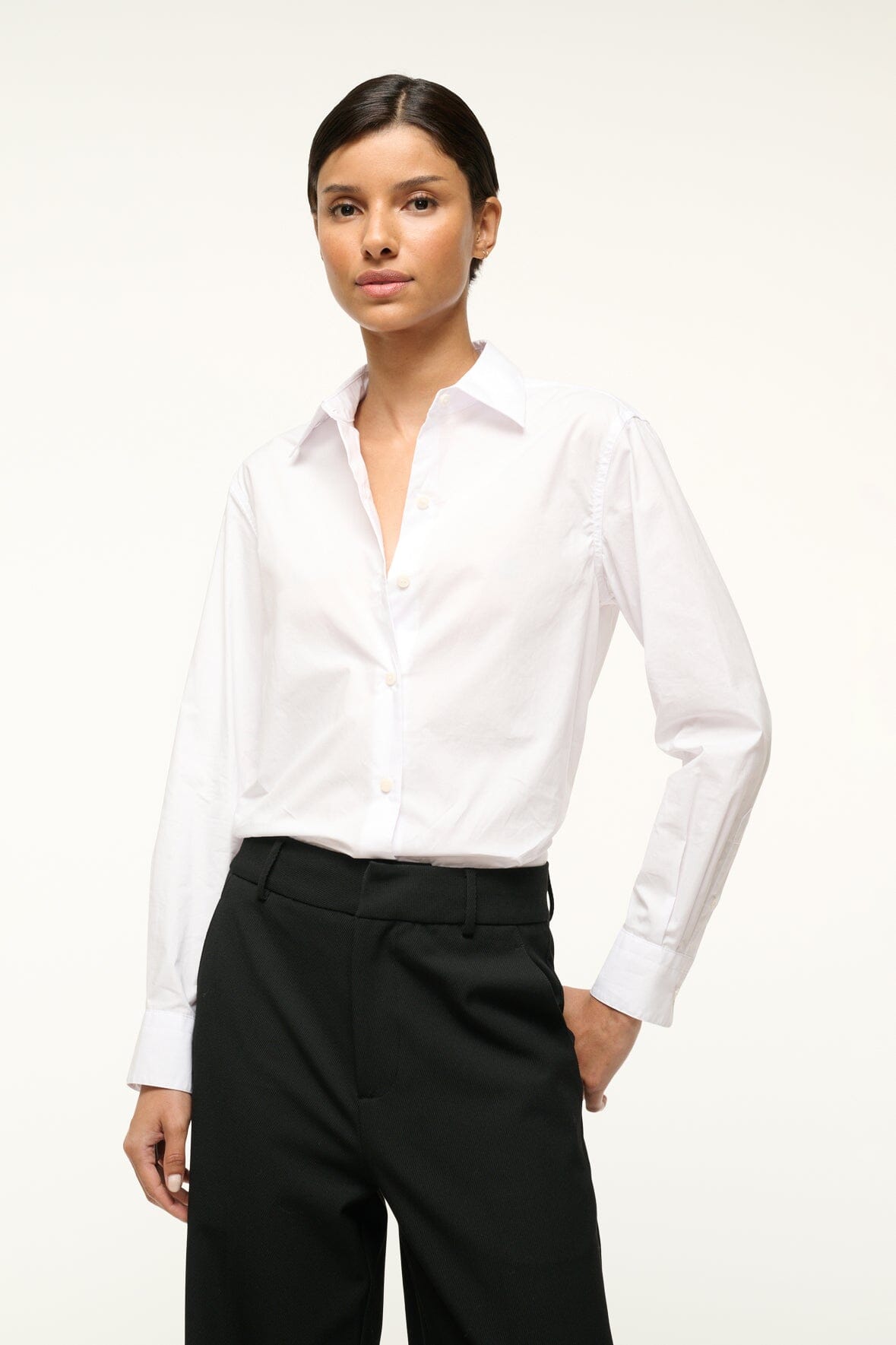 Image ROXBURY POPLIN SHIRT | WHITE 1 of 5 and Clicking this image will trigger a zoom pop-up